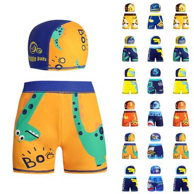 Bañador Impermeable para Niños con Alta Elasticidad, Diseño de Cuatro Esquinas y Gorro de Natación a Juego, Adecuado para Actividades de Natación en Verano