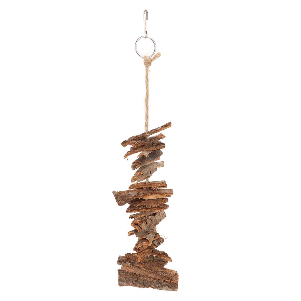 Bird Bark Chew Toys Natural Bite Resistant Relieve Boredom Hanging Chewing Toys for Parrots