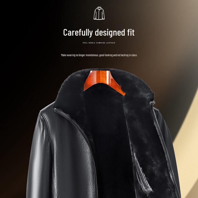 Futing Men's Genuine Goat Leather Fur-Lined Jacket