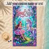 Unicorn Theme Soft Beach Towel Personalized Custom Name Text Towel Portable for Beach Pool Travel