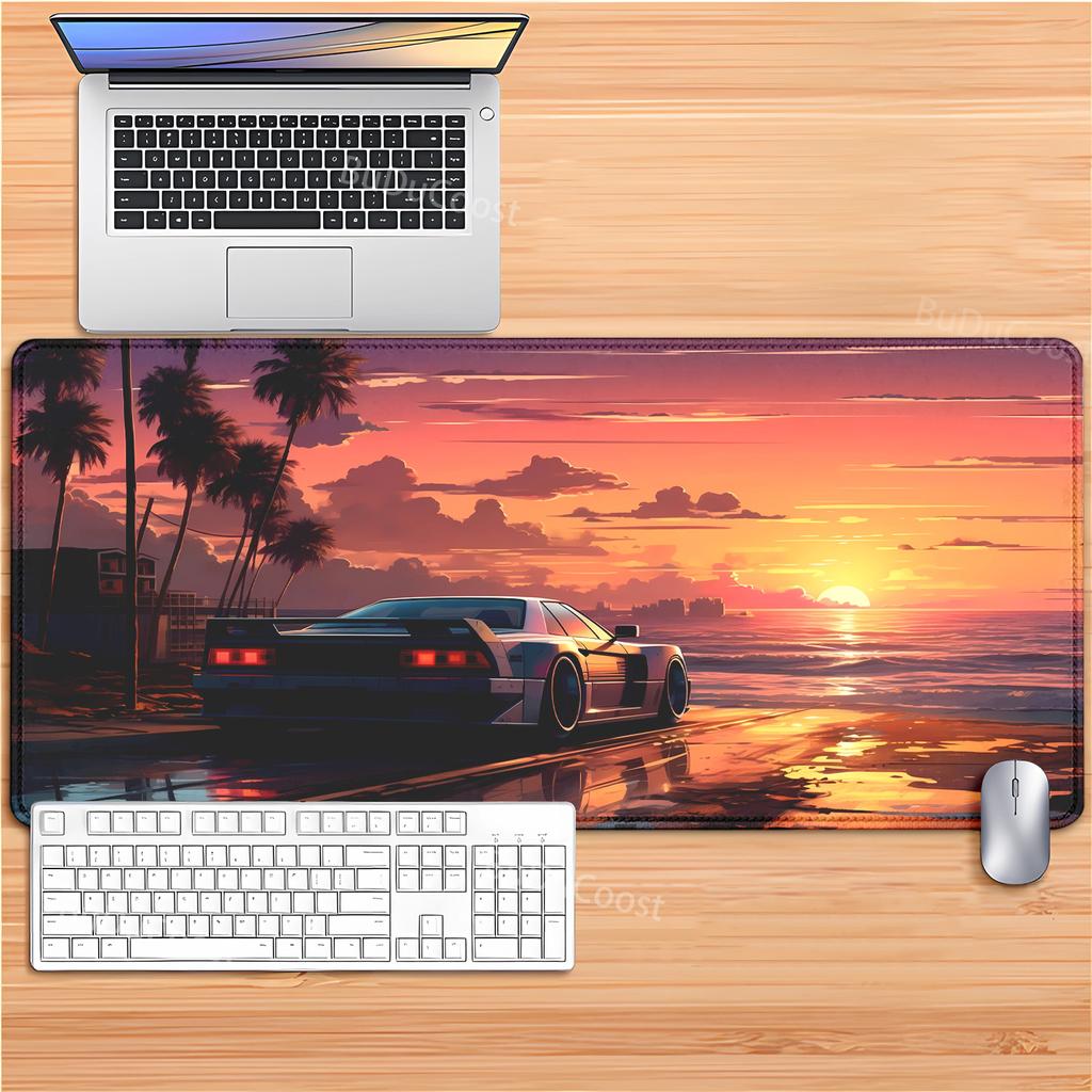 Laptop Gamer mousepad landscape mountain sunset racecar cartoon mouse pad Large Rug Locking Edge Keyboard Desk Mat for CSGO LOL