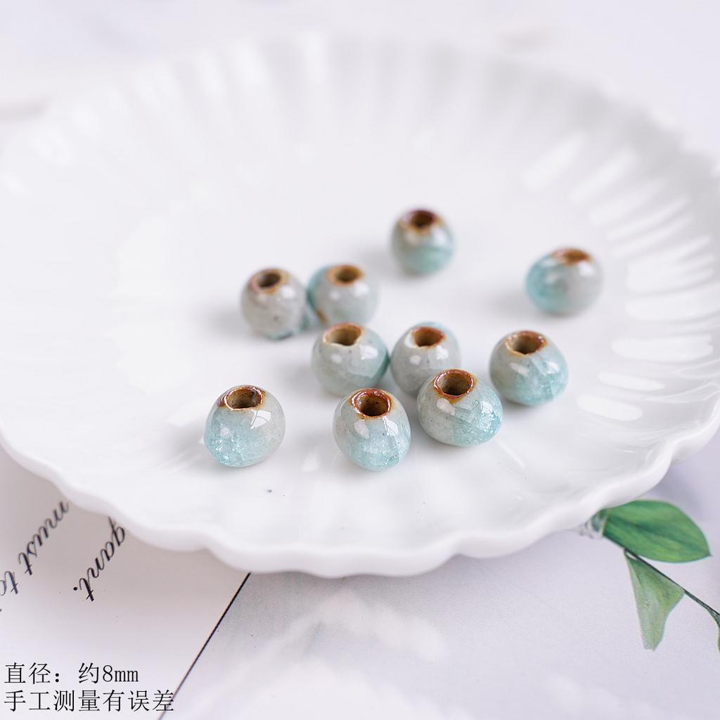 8Mm Ceramic Round Beads Water Drop Ice Crack DIY Accessories, Loose Beads Bracelet Necklace Material Bag Tail Beads