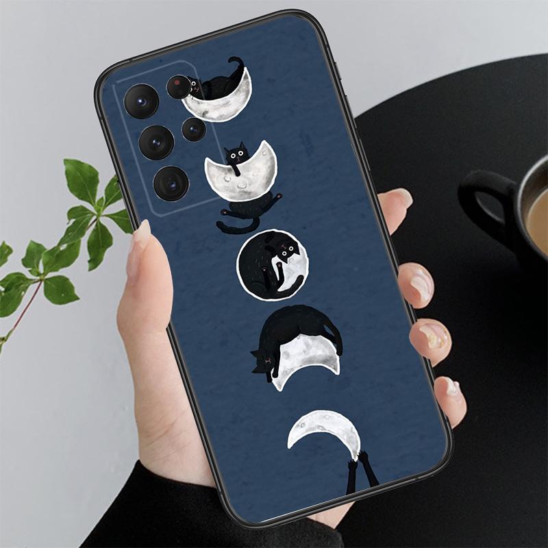 Phone Case For Samsung A55 A16 A56 A36 A35 A15 A53 A54 A33 A34 A25 A05S A52 A52S A14 A26 A71 Cartoon Black Cats