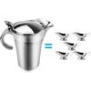 500/750ML Sauce Pot with Lid & Handle Leak-proof Double Insulated Gravy Boat Food Grade Stainless Steel Gravy