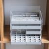 MUJI Stackable Velour Case with Lattice Design, for Acrylic Cases, Gray, 155cm (W) x 12cm (D) x
