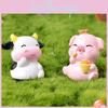 Entzückende Harz Tier Miniaturen Blauer Elefant Rosa Schwein Gelbes Kaninchen Weiße Kuh Perfekt Für DIY Terrarien