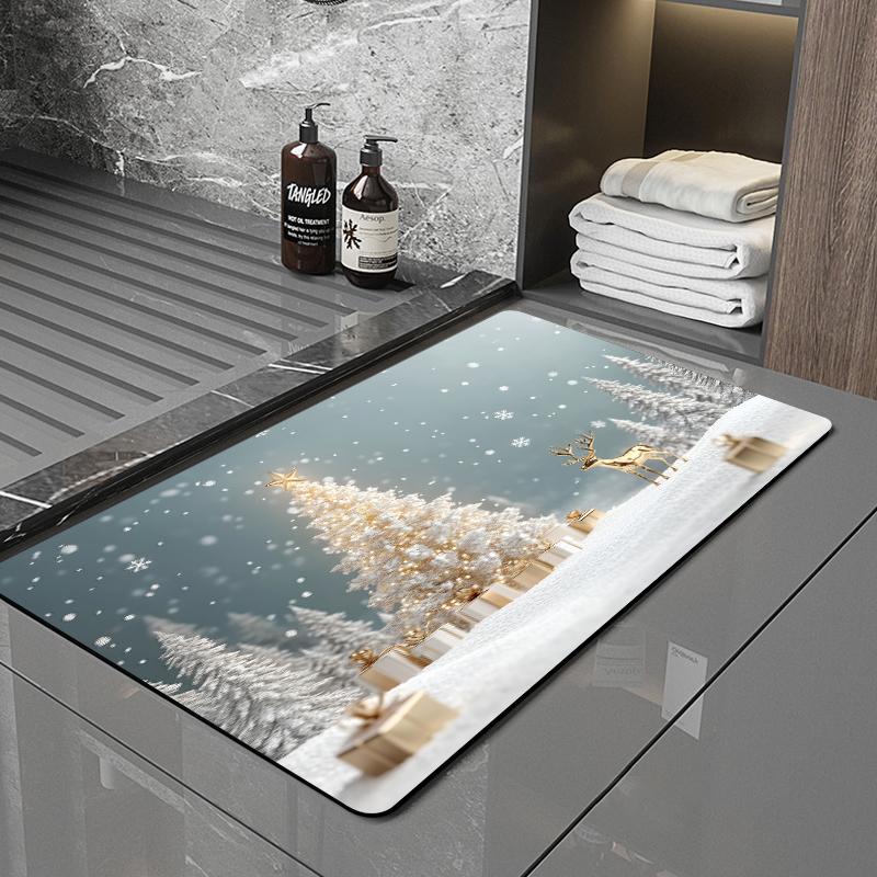 SANFAN Customizable Christmas Multipurpose Floor Mat Doorway Bath Mat Kitchen Mat