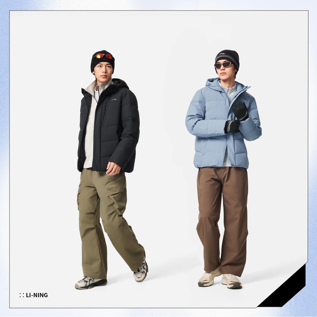 Li-Ning Fitness Series Warm Windproof Water-Resistant Hooded Down Jacket Men Jackets AYMV153-1