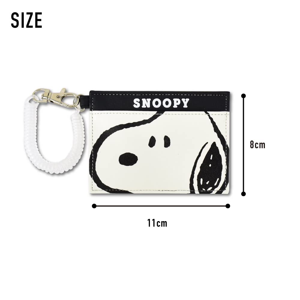 Pass Commuter Pass Card 2 Synthetic PU with Coil Face Up SN [Snoopy] Case, Holder, Case, Cards, Leather, Leather, Mini, Small, Chain, Simple, 0096,