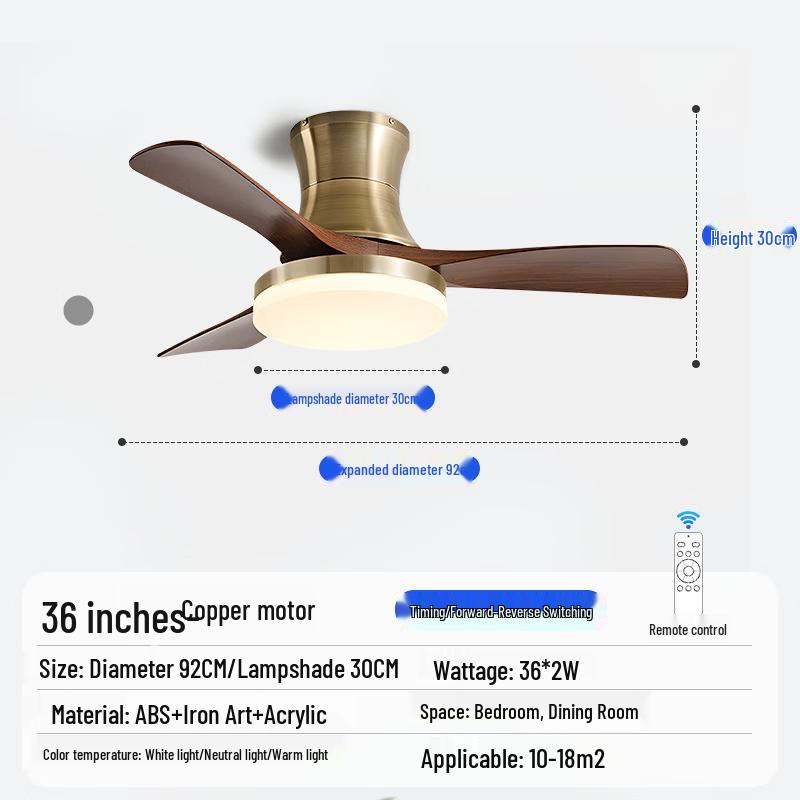 Dream Bubble Retro 3-Blade 36-Inch Rechargeable Ceiling Fan Light