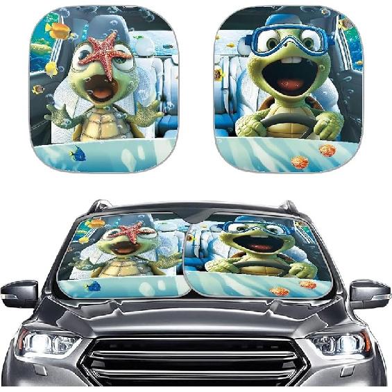 KEIAHUAN Customized Auto Front Window Visor Sun Shade Universal Windshield Sunshade for Car Truck SUV 2-Piece