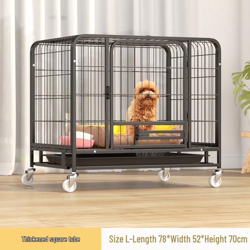 Medium & Large Dog Indoor Kennel with Full Square Tube Design and Built-in Toilet