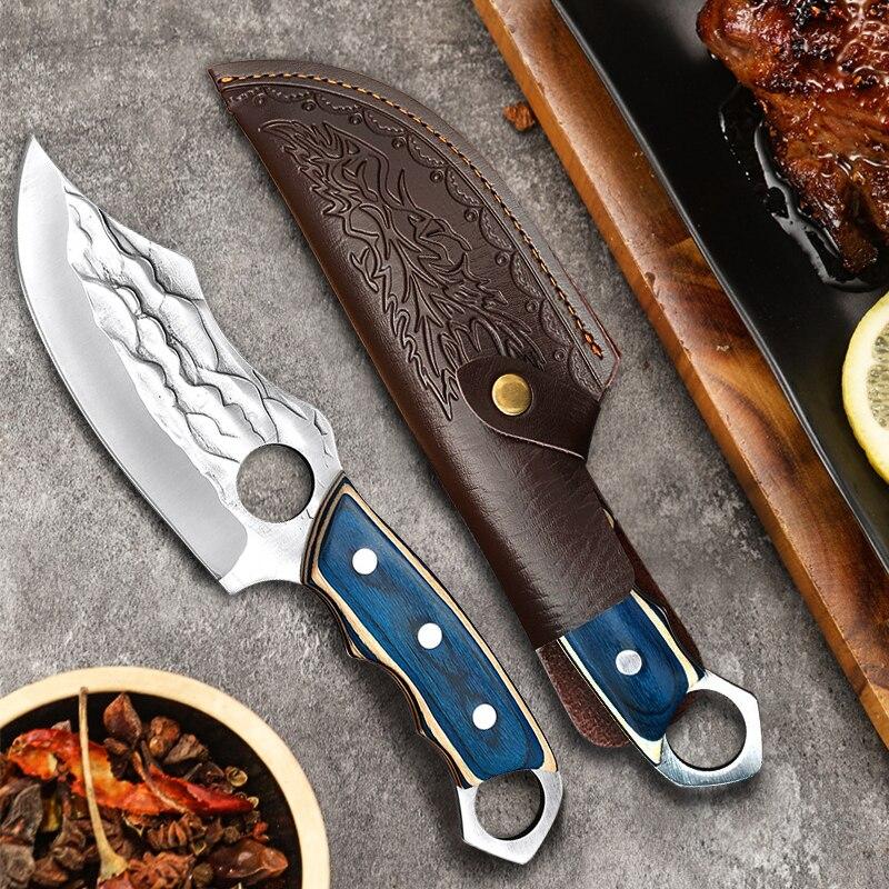 Kitchen Knife Forged Boning Knife Butcher Knife Stainless Steel Cleaver Vegetable Fruit Knife with Cover