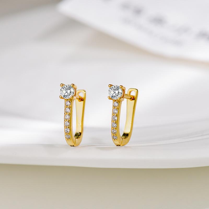 Fashionable Diamond-inlaid U-shaped Earrings for Women Niche Design High-end Earrings Ear Buckle Earrings for Women