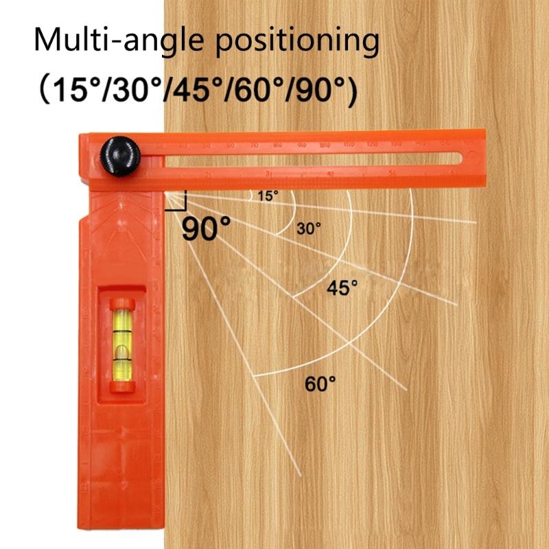 Multifunctional Angles Ruler Integrated Bubble Level Foldable Depth Measuring Ruler For Precise Woodcraft Measurement