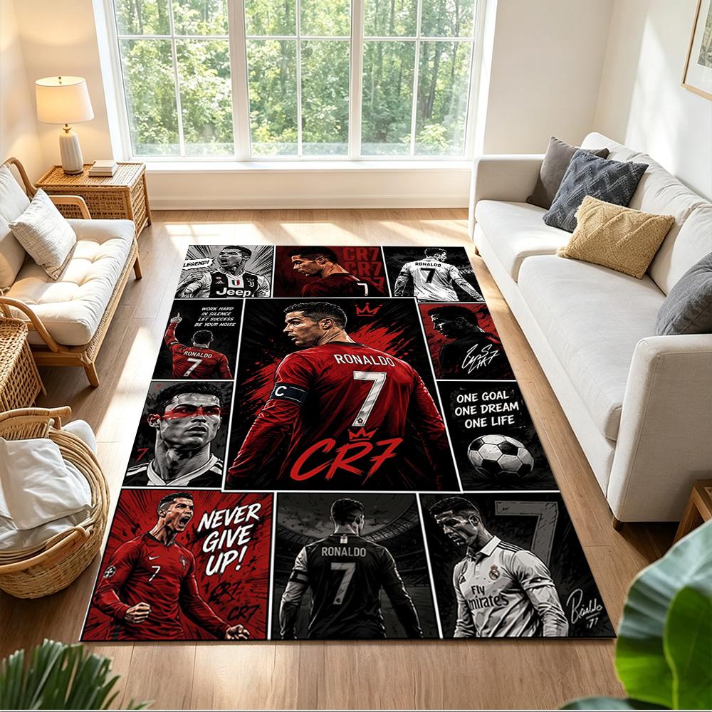 Cristiano Ronaldo Teppich Büroteppich Perfekt für Spielzimmer Balkon Küche Eingangsbereich Rutschfester Teppich Anime Bürodekoration Am besten für Weihnachten