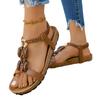 Women Flat Sandals Summer Casual Bohemian Style Elastic Backstrap Beach Shoes Lightweight Comfortable Walking Footwear