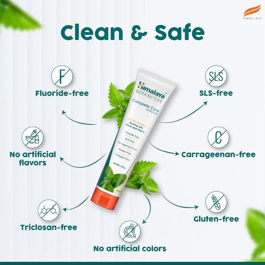 Himalaya Simply Mint Toothpaste 150g - Fluoride Free & SLS Free - Vegan Natural Fresh Breath & Plaque Protection