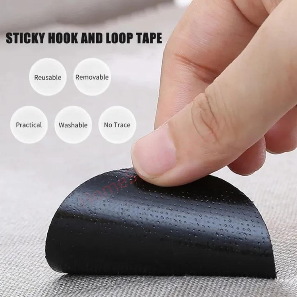 10Pcs Strong Self Adhesive Hook and Loop Fastener Tape DIY Nylon Sticker for Adhesive Fastener Hook Loop with Glue Anti Slip Mat