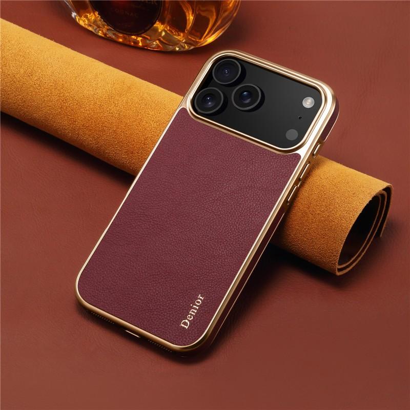 Custodia Magnetica in Vera Pelle Premium per iPhone 12 13 14 15 16 17 Pro Max Air Plus Pelle a Grana Superiore Pulsanti Metallici Copertura