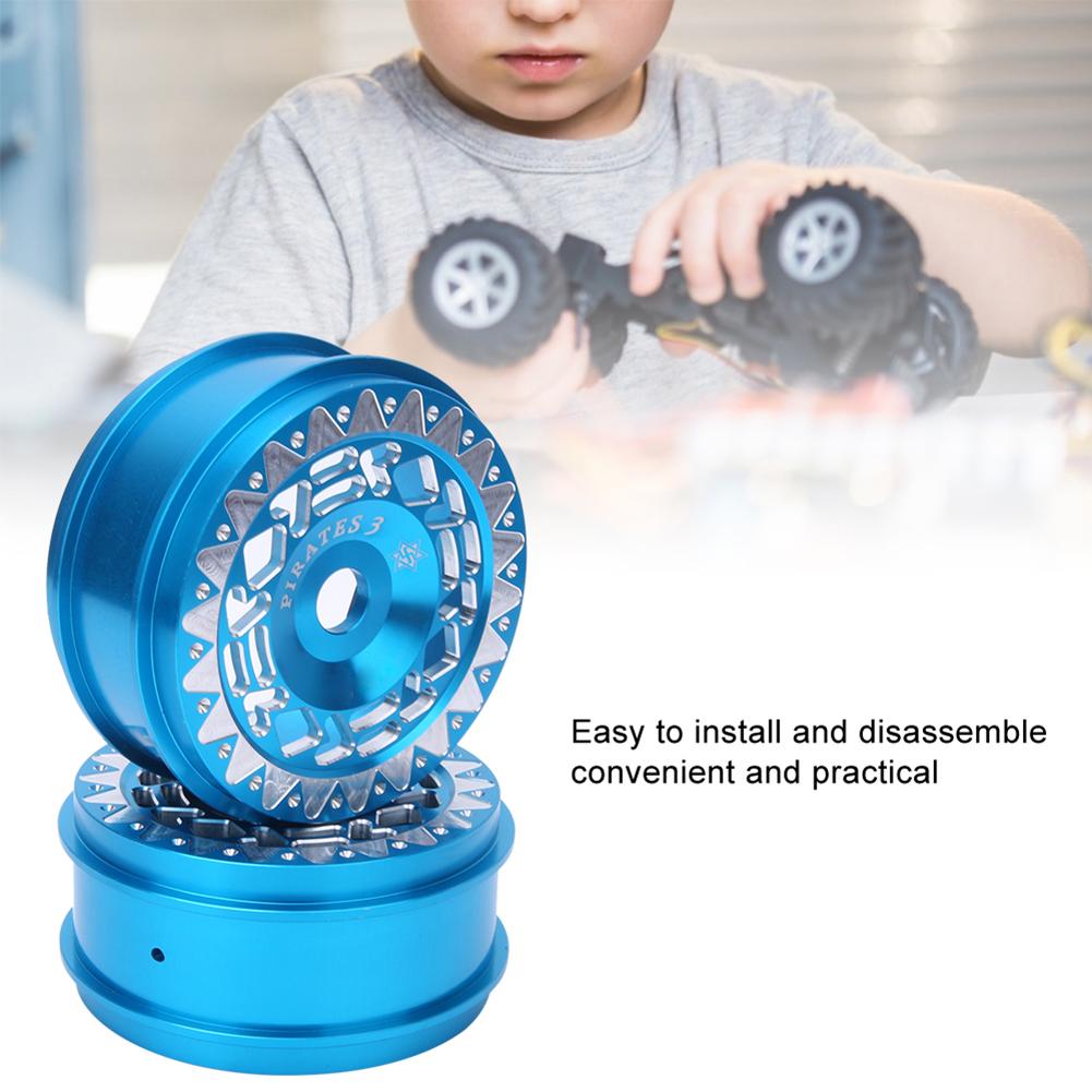 2Pcs Aluminium Alloy RC Car Wheel Hubs with Triangular Trim Fit for 1 8 Drifting CarBlue