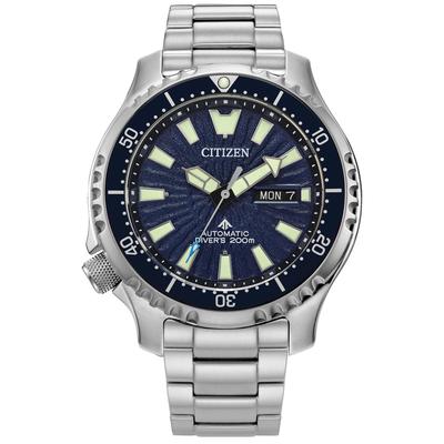 Zegarek Promaster Dive Automatyczny Srebrna Bransoleta Niebieska Tarcza 5 Calów Męski