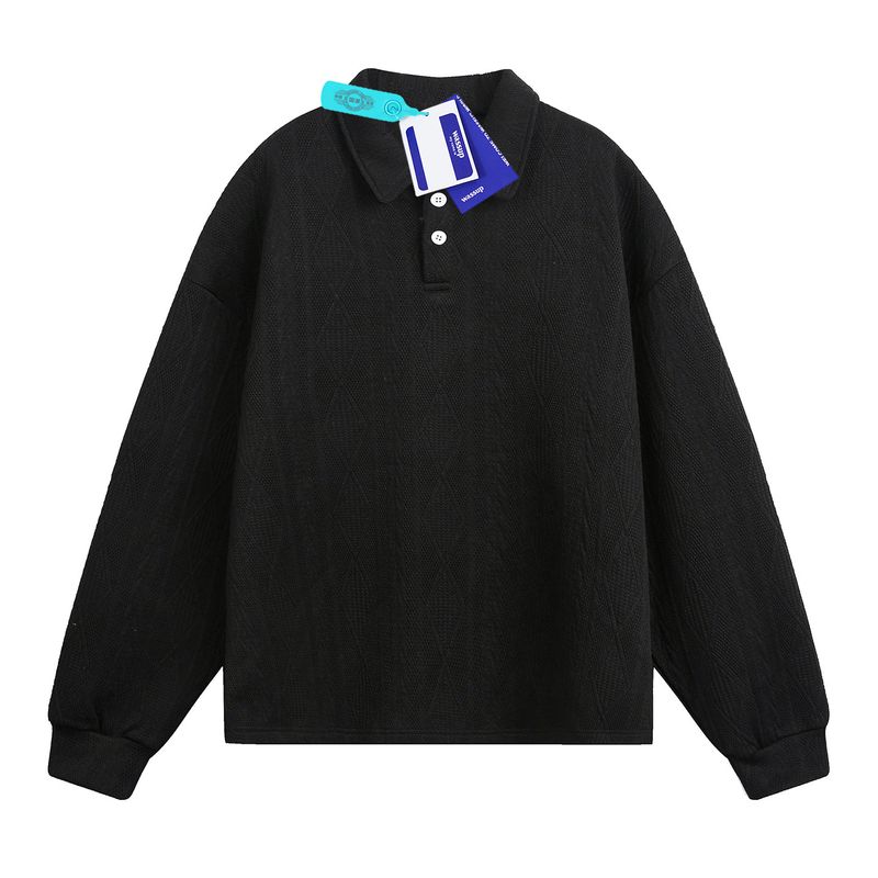 Wassup Trendy Long-Sleeved T-Shirt for Men, Spring and Autumn Lapel Polo Shirt, High-End Inner Layer Casual Top