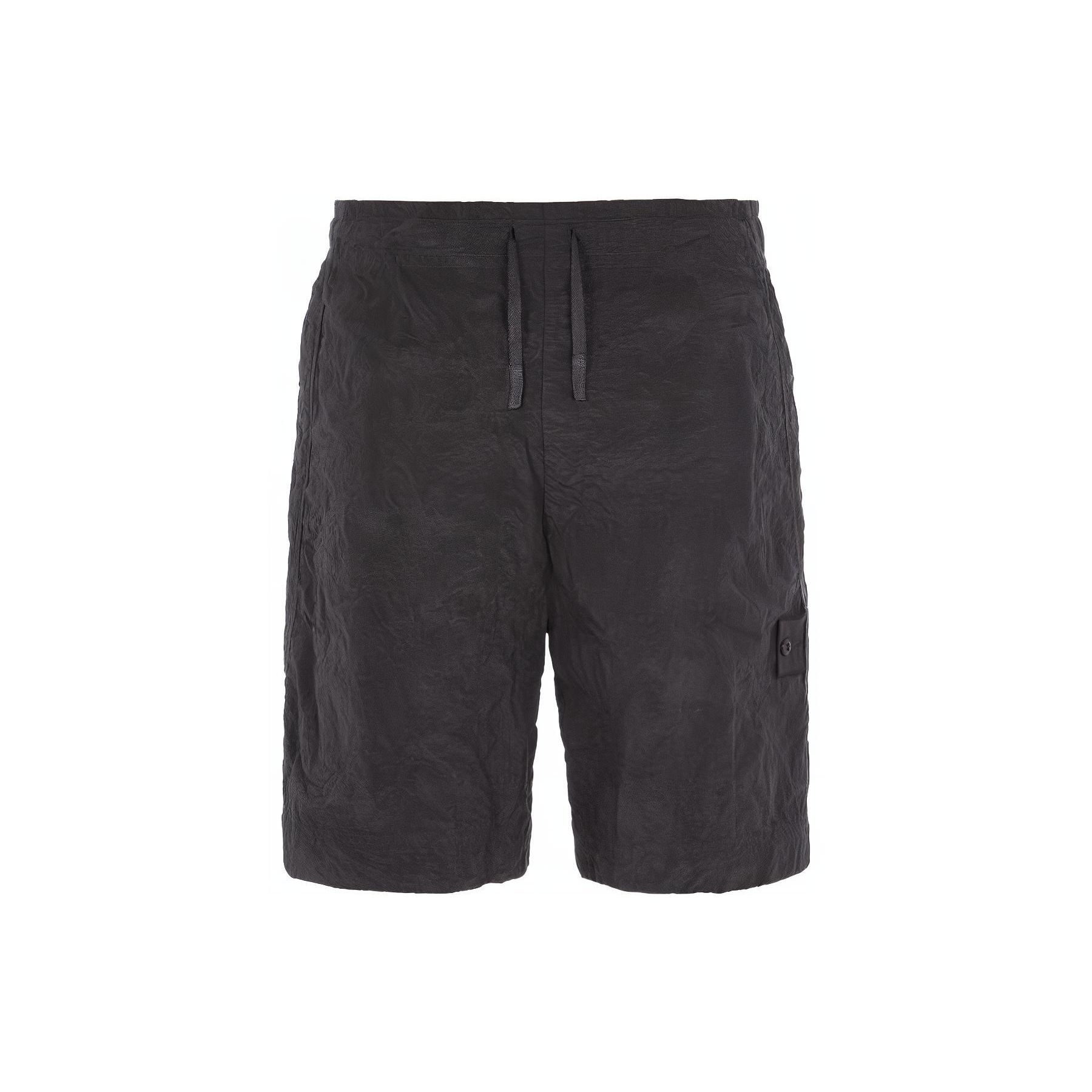 

Stone Island Shadow Project Ss23 Wrinkled Metallic Nylon Printed Elastic Waist Shorts Men Shorts Black 7819B0126-V2029 S