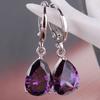 Elegant Women's Purple Rhinestone Water Drops Leverback Dangle Earrings Gift