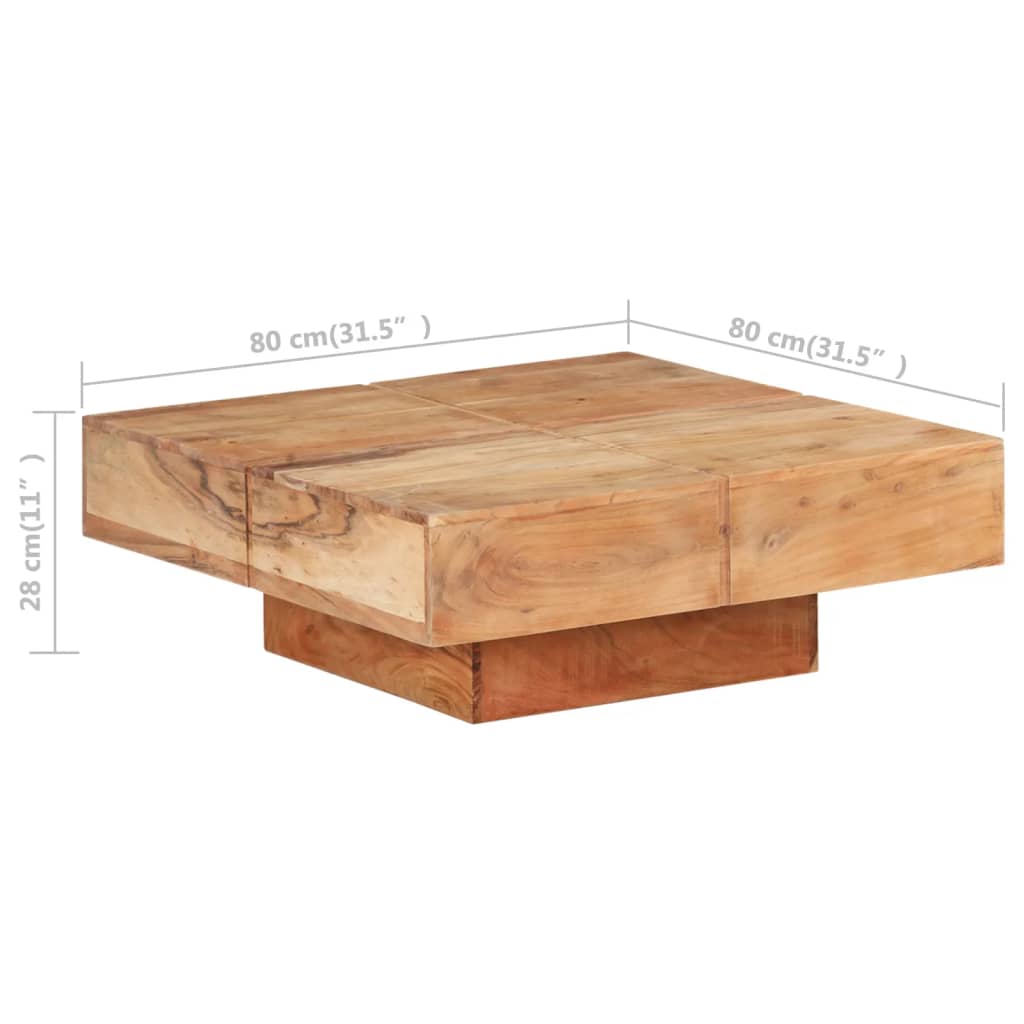 Coffee Table 80 x 80 x 28 cm Solid Acacia Wood