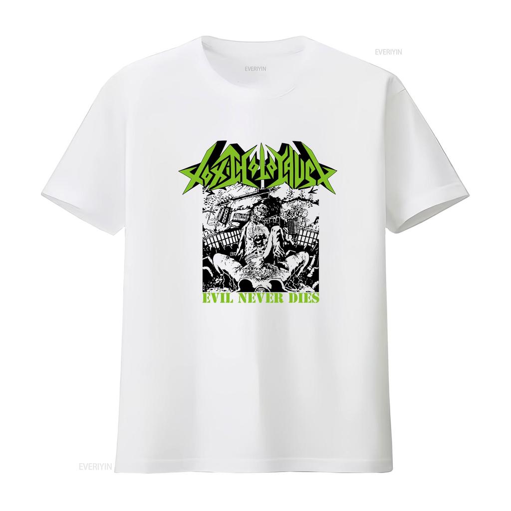 TOXIC HOLOCAUST EVIL NEVER DIES T Shirt White Cotton Sizes S To 5XL Vintage Washed Breathable Homme Slightly Stylish Stretched
