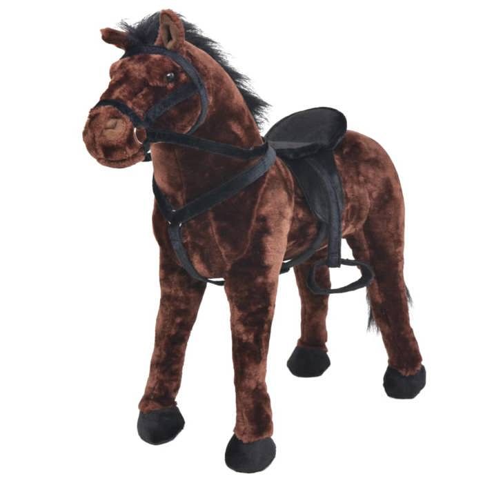 VidaXL Jouet en peluche Cheval Marron foncé XXL 91327