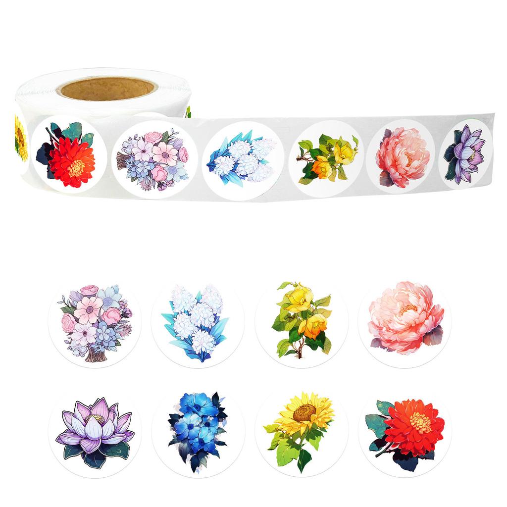 500 Sheets/roll Multi-color Small Flower Stickers Roll Stickers New Product Manual Material Decoration Stickers Packaging Sealing Stickers