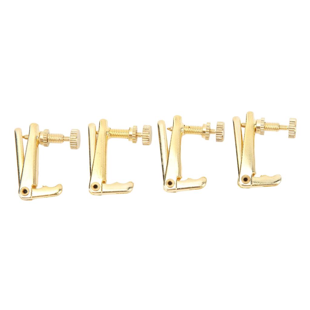 4PCS Violin Fine Tuner Golden Metal Wear Resistant String Fine Adjuster for 4 4 3 4 Violin