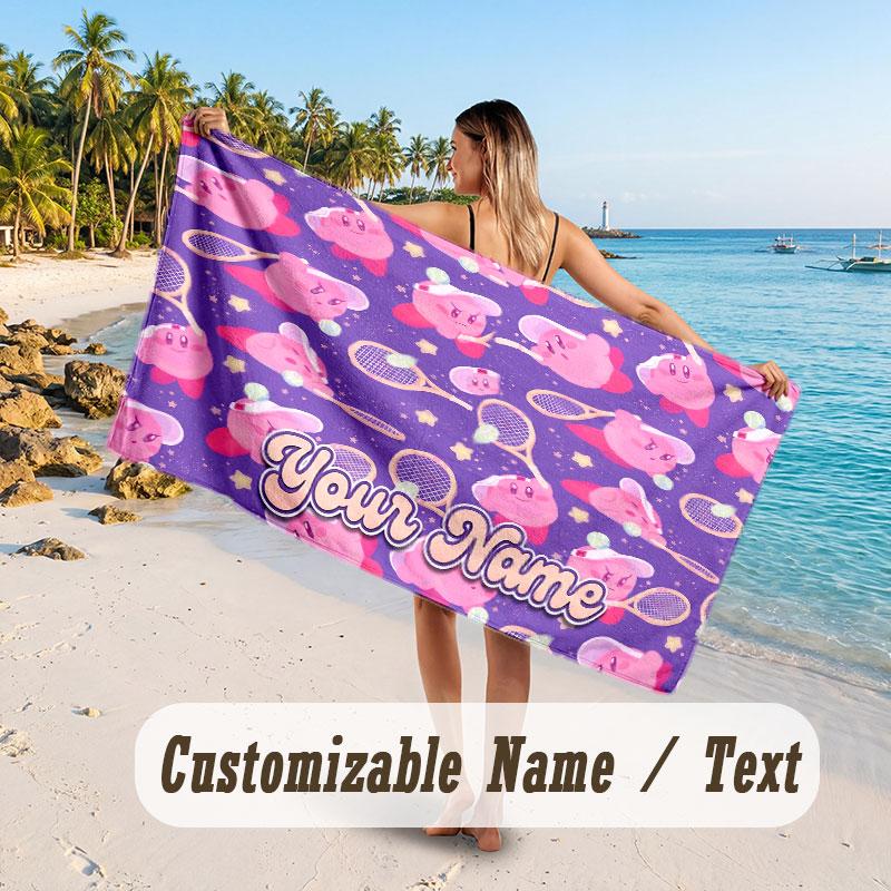 Personalized Beach Towel,Kirby Custom Printed Name Text, Super Absorbent Towel For Beach Vacation