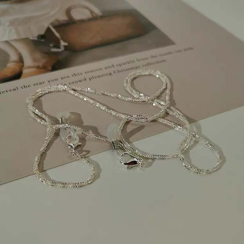 Popular Silver Colour Sparkling Glasses Chain Bead Chain Anti-Falling Glasses Eyeglasses Cord for Women Party Birthday Gift