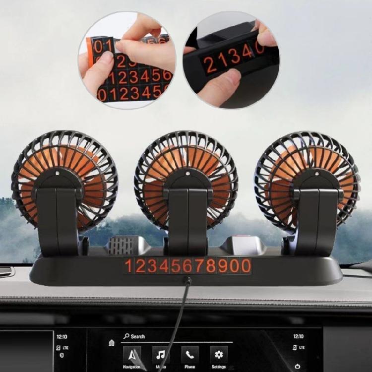 Cooling Fan Three Head Cooling Fan for Truck SUV Home Office USB Powered Fan Ventilation Fan 2 Wind Speed Adjustable