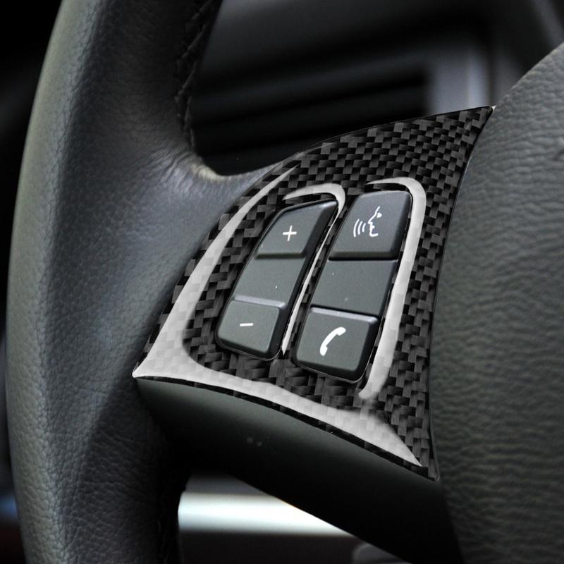 Real Carbon Fiber Car Accessories Driver Wheel Button Trim Cover Soft Sticker For BMW X5 E70 2008 2009 2010 2011 2012 2013