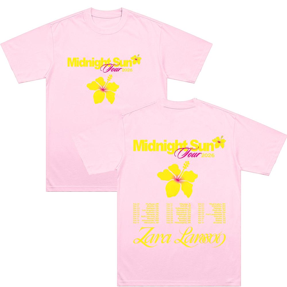 Z-Zara Larsson Midnight Sun Tour 2026 T-shirts Short Sleeve Cotton Male T Shirt Casual Fashion Unisex Streetwear Hip Hop Clothes