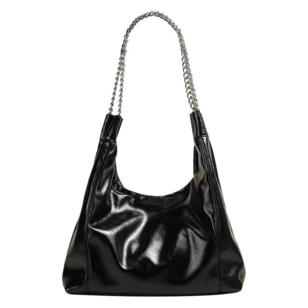 Korean version chain tote bag large-capacity bag women, fashionable commuter compartment college students class soft leather shoulder bag