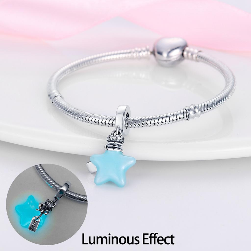 Fashion 925 Sterling Silver Luminous Change Color Animal Star Charms Beads Pendant Fit Necklace Bracelet Jewelry Women