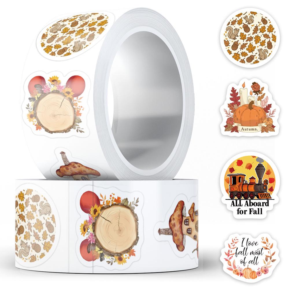 500-Sheet Retro Autumn Fall Sticker Roll for DIY Notebooks, Envelopes, and Sealing