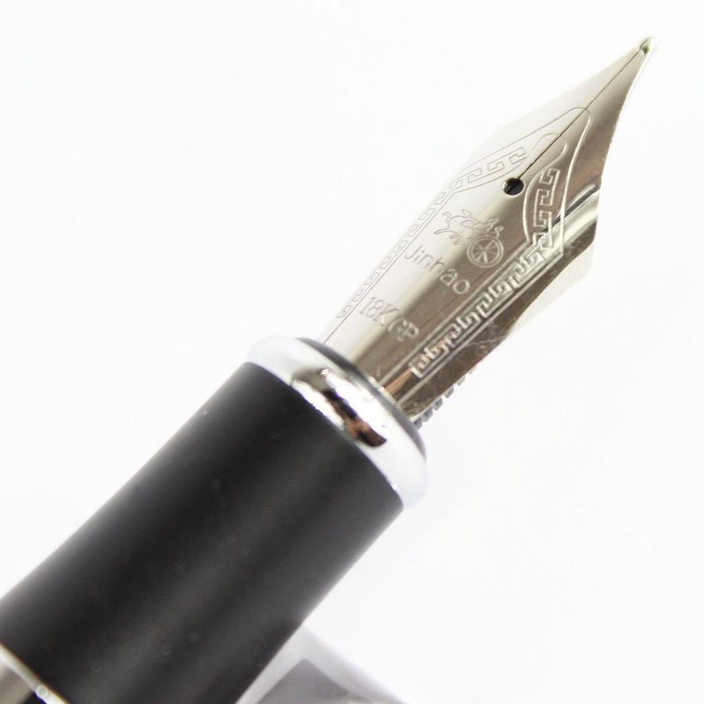 Gullor Silver and Golden Advanced Fountain Pen Jinhao Broad 18KGP Medium Nib 750,
