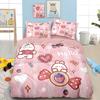 3PCS Cartoon Grid Rabbit Theme Series Bedding Set Full Size Kids,Rabbit Comforter Cover for Boys Girls Bedroom Decor