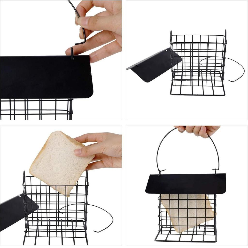 Outdoor Hangable Bird Feeder with Weatherproof Roof Bird Feeding Tray Hanging Bird Suet Feeder Feeding Station for All Breeds