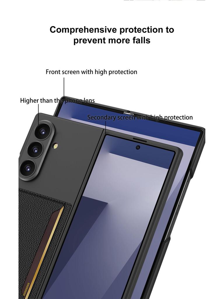 Samsung zFold7 Ultra-Thin Business Style Phone Case with Card Holder and Anti-Drop Protection
