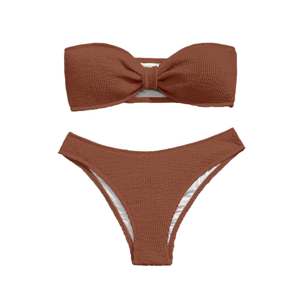Women's Fashionable Casual  Color Strapless Swimsuit