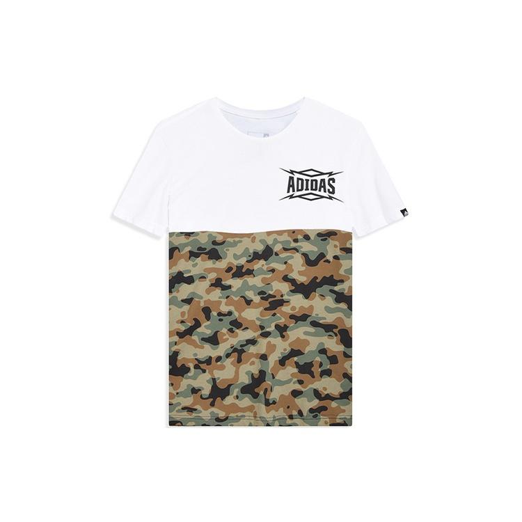 adidas Summer Attack Camouflage Colorblock Sports Round Neck Short Sleeve White Men s AI6065 S