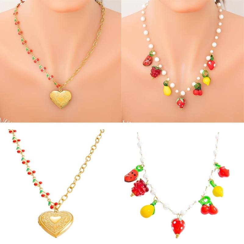 Handmade Glass Fruit Pendant Necklace Offering A Touch of Artistics and Nature Inspire Elegant for Any Outfits