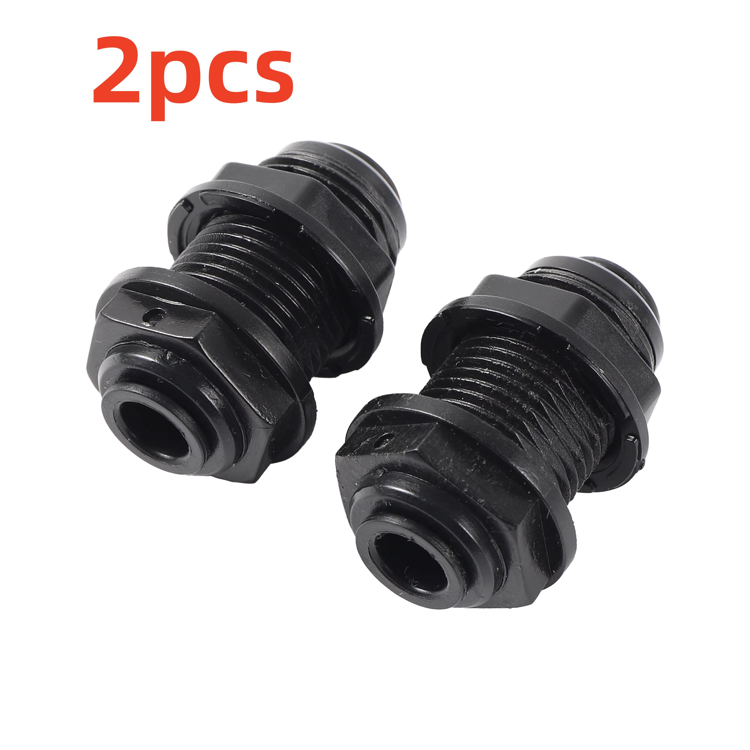 

1/4 OD Tube Black Bulkhead Connector Reptile Aquarium Garden Irrigation Water Pipe Joint RO Water Adapter Quick Connector 2pcs